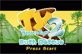 Title screen of Ty The Tasmanian Tiger 2 - Bush Rescue on the Nintendo Game Boy Advance.