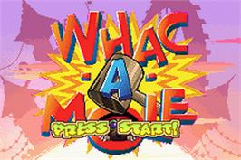 Title screen of Whac-a-mole on the Nintendo Game Boy Advance.