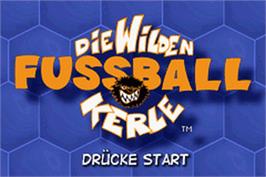 Title screen of Wilden Fussball-kerle, Die - Entscheidung Im Teufelstopf on the Nintendo Game Boy Advance.