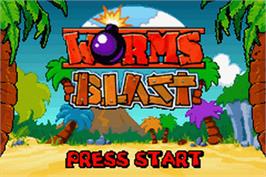 Title screen of Worms Blast on the Nintendo Game Boy Advance.