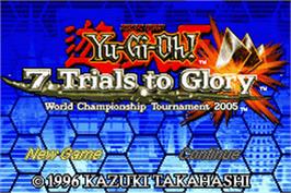 Title screen of Yu-Gi-Oh!: The Eternal Duelist Soul on the Nintendo Game Boy Advance.