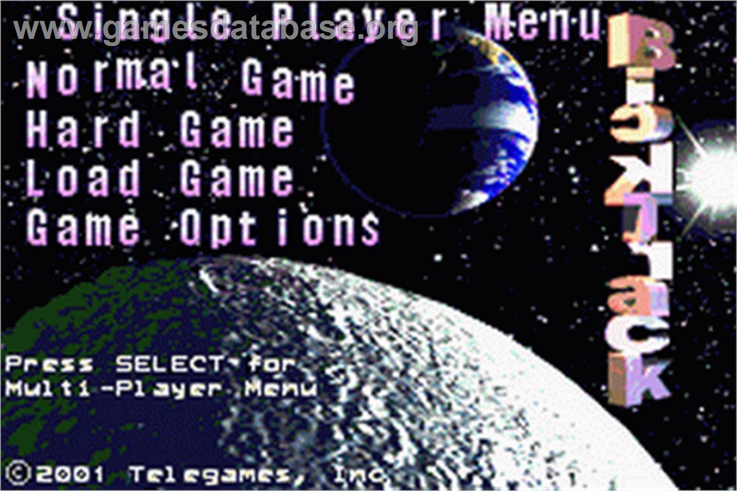 Back Track - Nintendo Game Boy Advance - Artwork - Title Screen