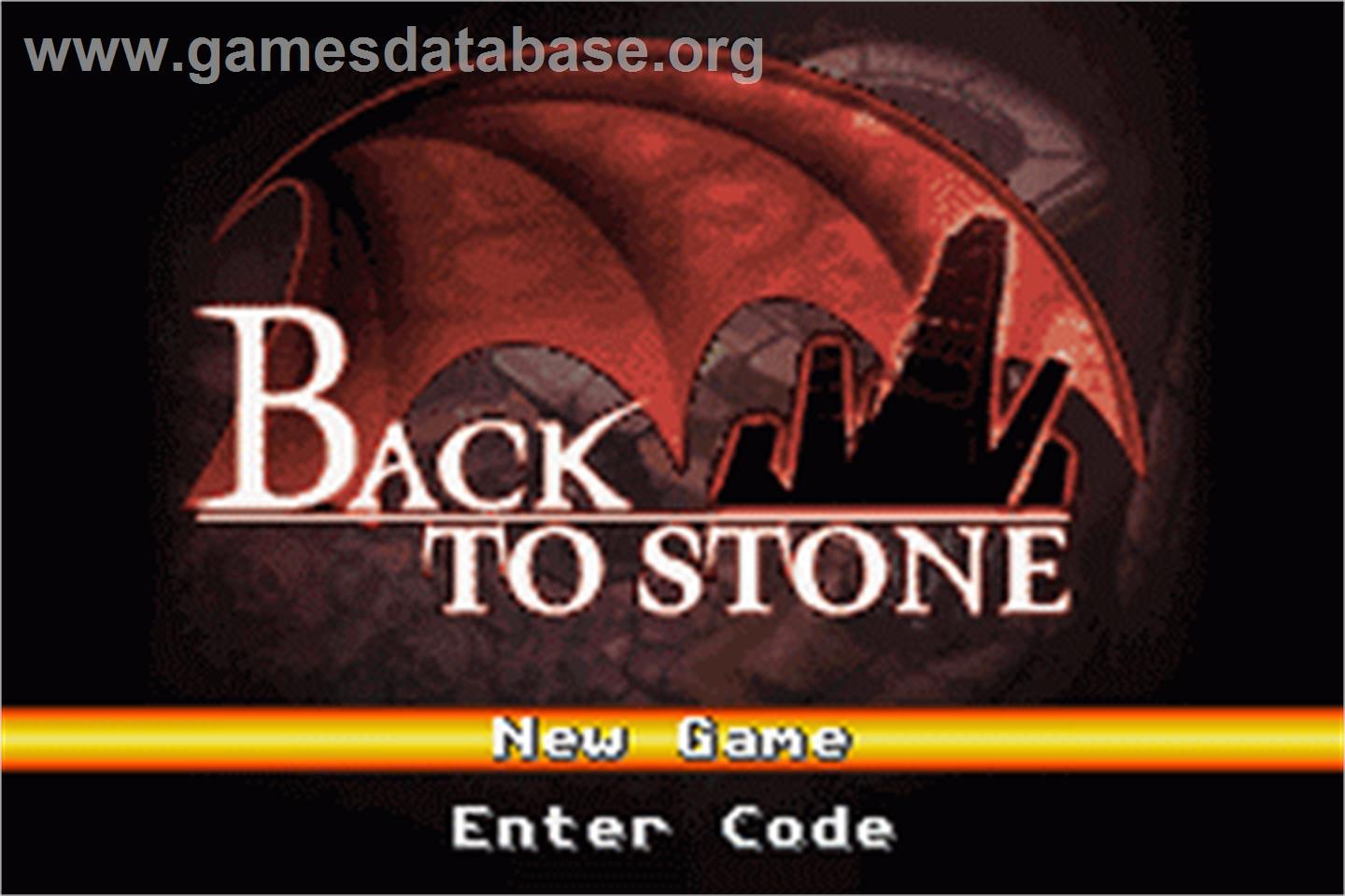 Back to Stone - Nintendo Game Boy Advance - Artwork - Title Screen