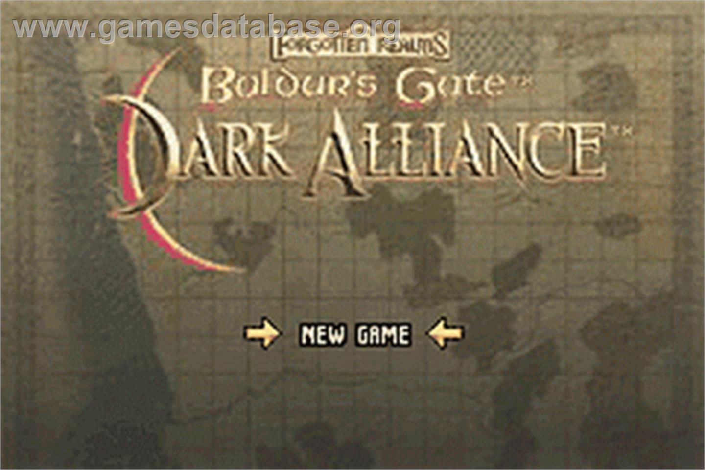 Baldur's Gate: Dark Alliance - Nintendo Game Boy Advance - Artwork - Title Screen