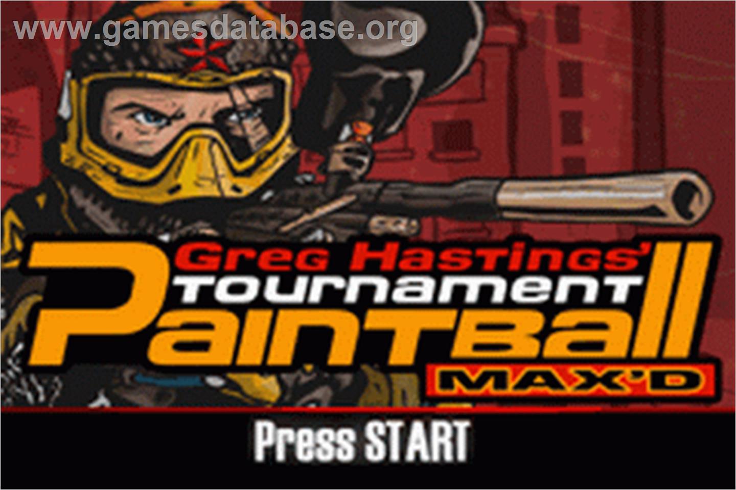 Greg Hastings' Tournament Paintball Max'd - Nintendo Game Boy Advance - Artwork - Title Screen