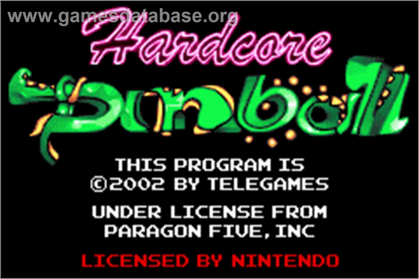 Hardcore Pinball - Nintendo Game Boy Advance - Artwork - Title Screen
