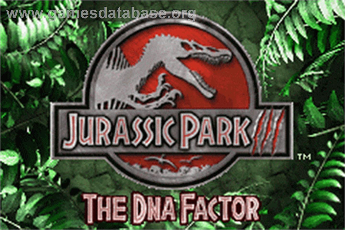 Jurassic Park III: The DNA Factor - Nintendo Game Boy Advance - Artwork - Title Screen