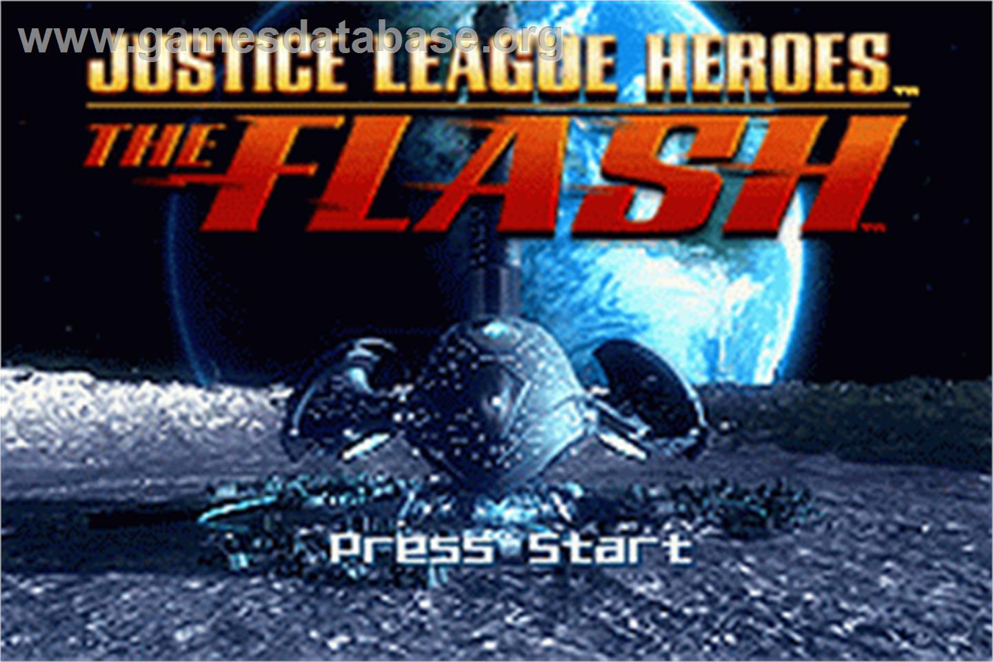 Justice League Heroes - The Flash - Nintendo Game Boy Advance - Artwork - Title Screen