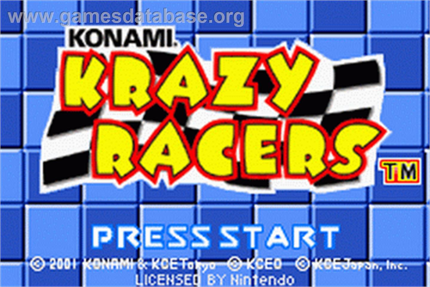 Konami Krazy Racers - Nintendo Game Boy Advance - Artwork - Title Screen