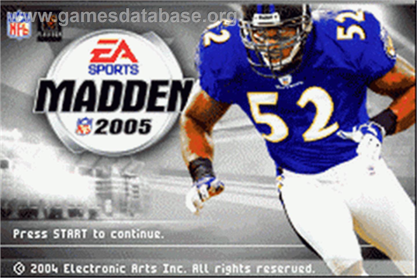 Madden NFL 2005 - Nintendo Game Boy Advance - Artwork - Title Screen