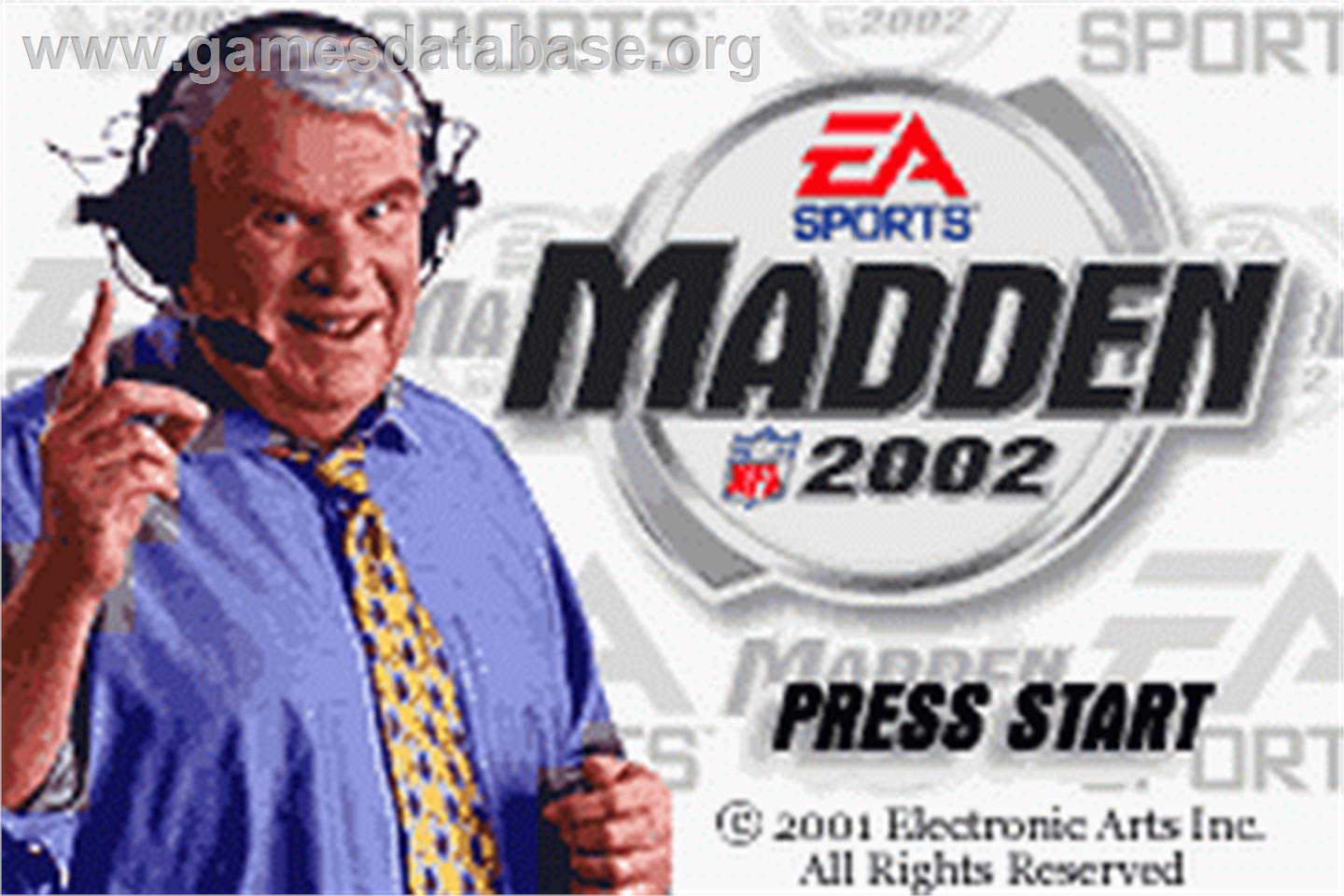 Madden Nfl 2002 - Nintendo Game Boy Advance - Artwork - Title Screen