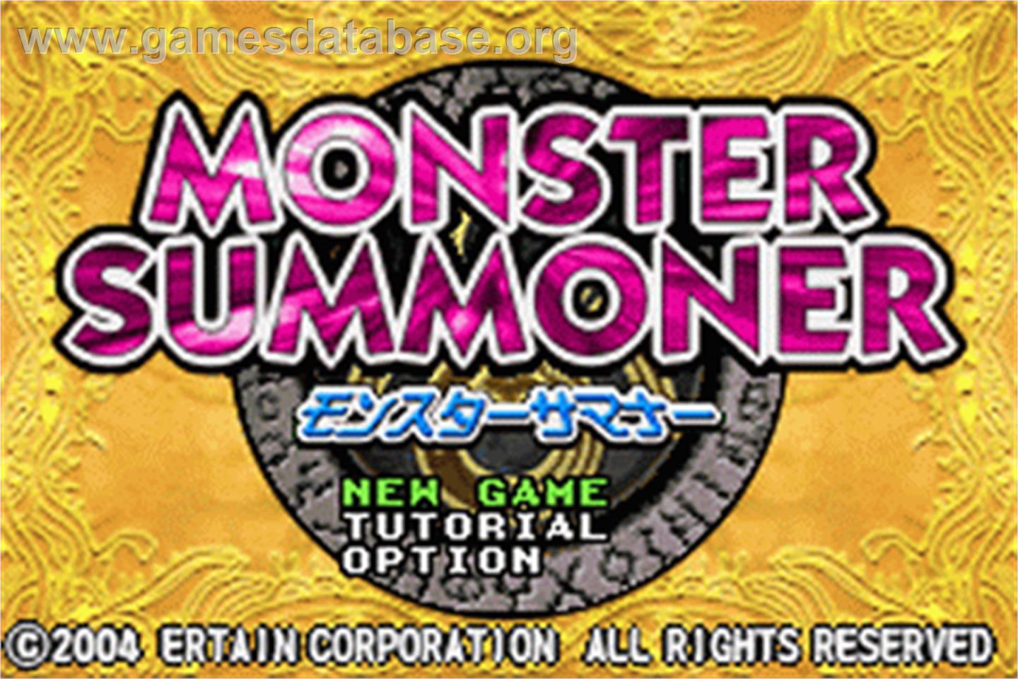 Monster Summoner - Nintendo Game Boy Advance - Artwork - Title Screen