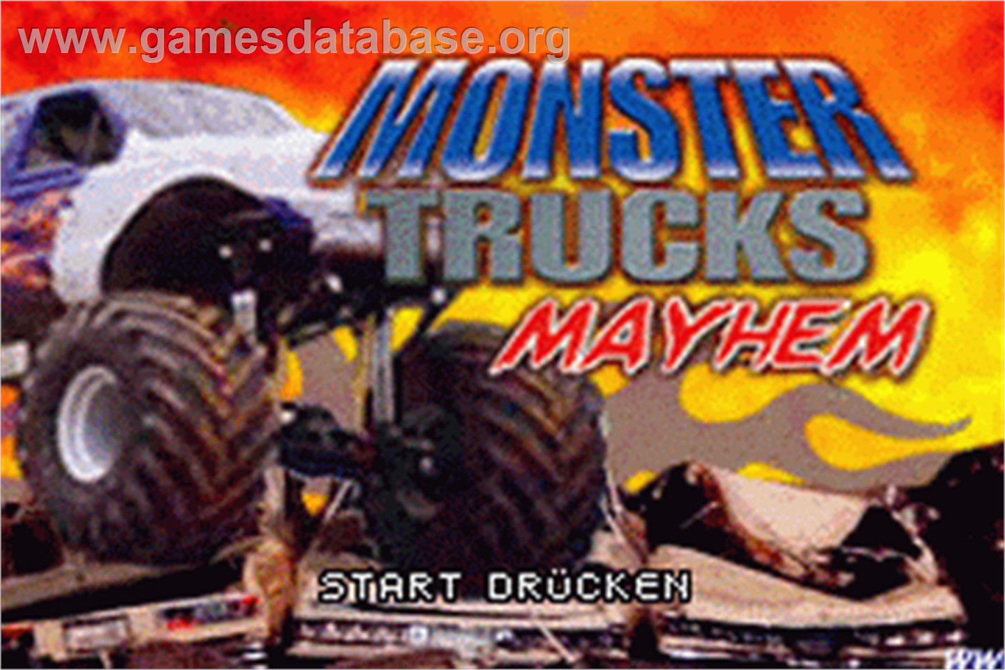 Monster Trucks Mayhem - Nintendo Game Boy Advance - Artwork - Title Screen