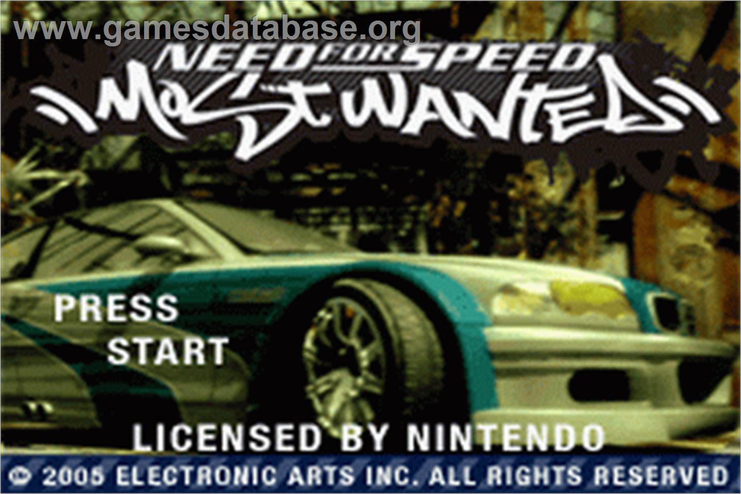 Need For Speed - Most Wanted - Nintendo Game Boy Advance - Artwork - Title Screen