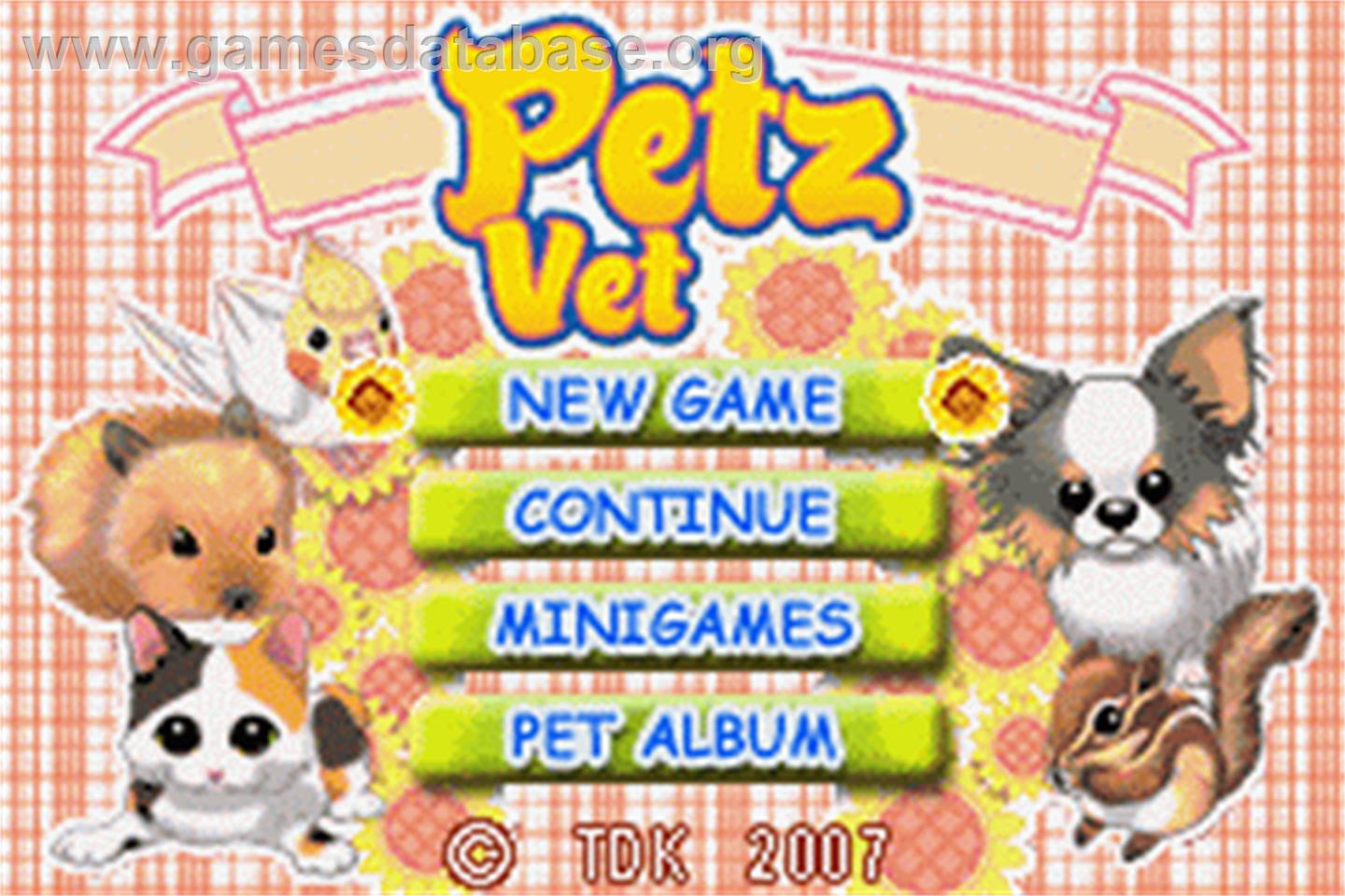 Petz Vet - Nintendo Game Boy Advance - Artwork - Title Screen