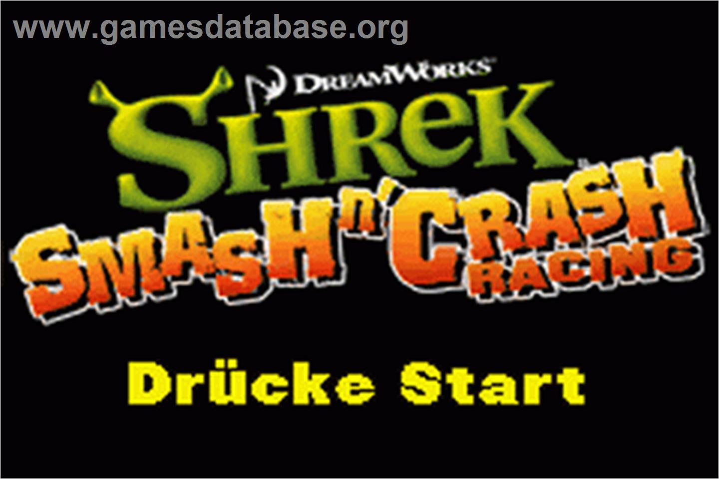 Shrek Smash N' Crash Racing - Nintendo Game Boy Advance - Artwork - Title Screen