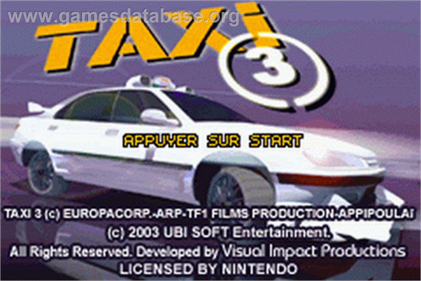 Taxi 3 - Nintendo Game Boy Advance - Artwork - Title Screen