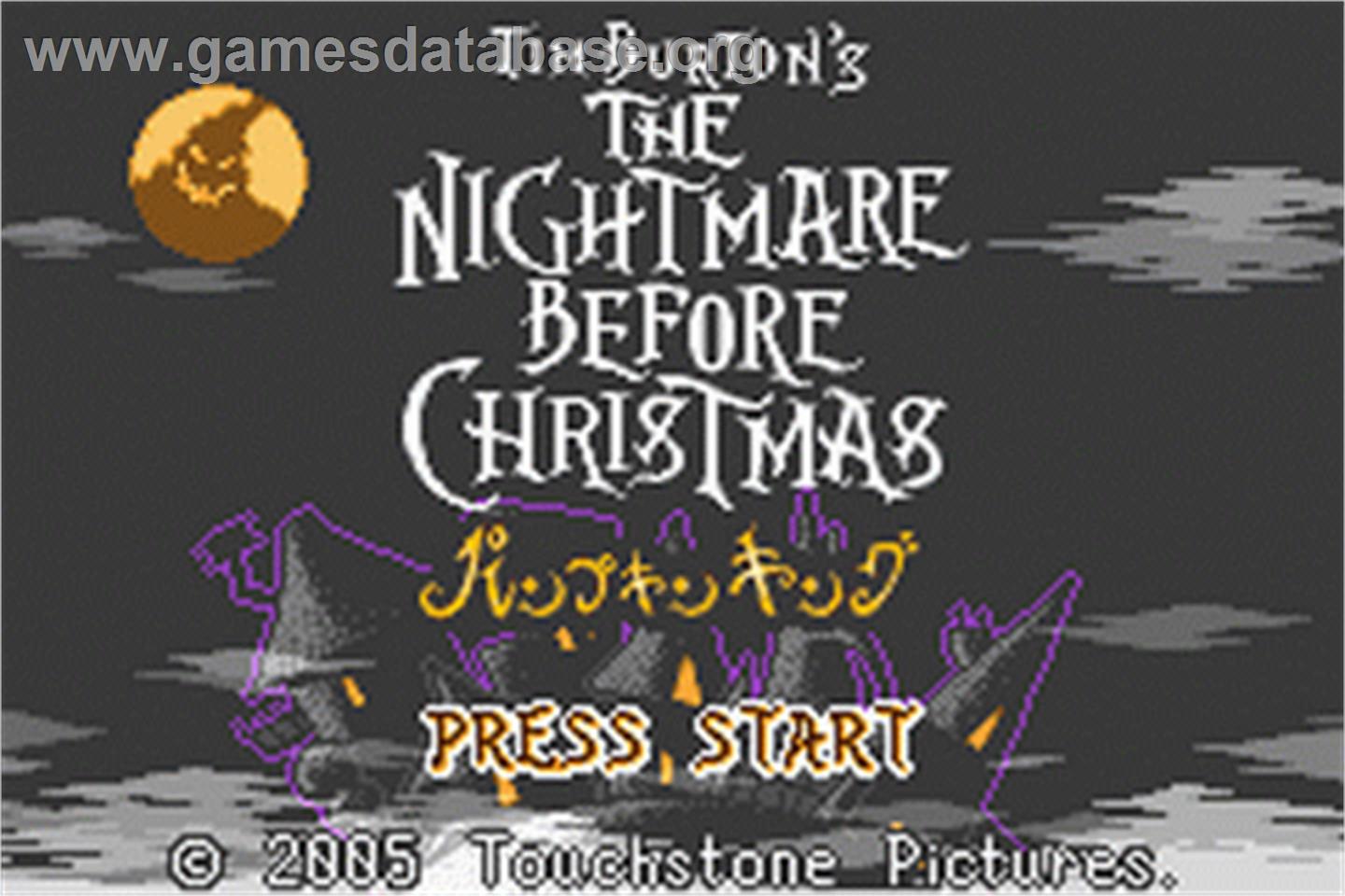 Tim Burton's The Nightmare Before Christmas - The Pumpkin King - Nintendo Game Boy Advance - Artwork - Title Screen