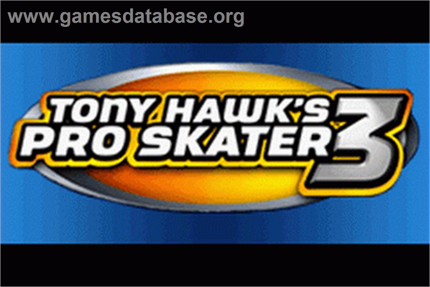 Tony Hawk's Pro Skater 3 - Nintendo Game Boy Advance - Artwork - Title Screen