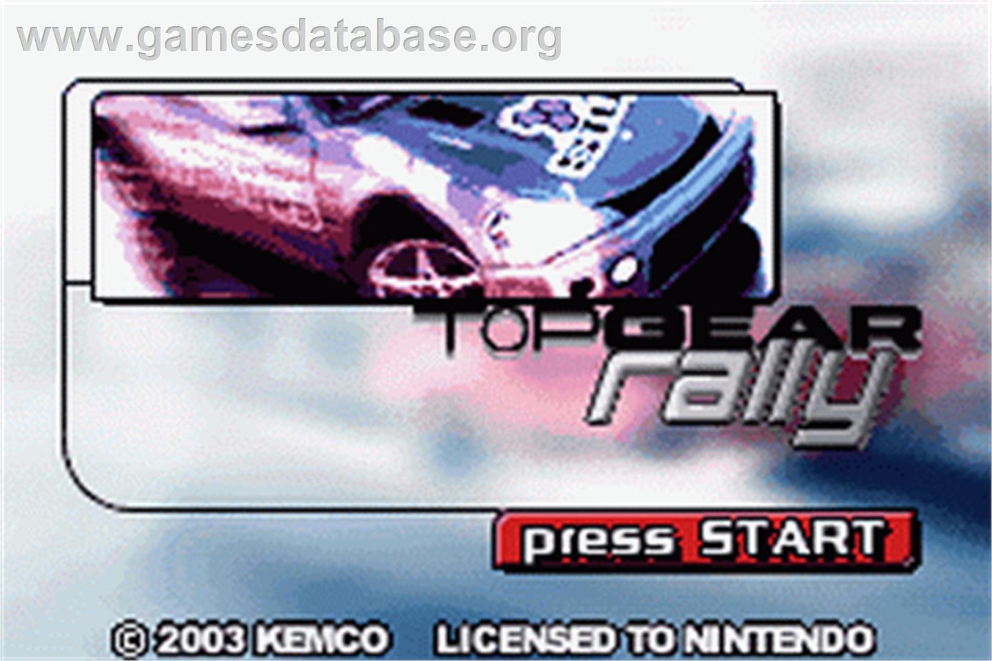 Top Gear Rally - Nintendo Game Boy Advance - Artwork - Title Screen