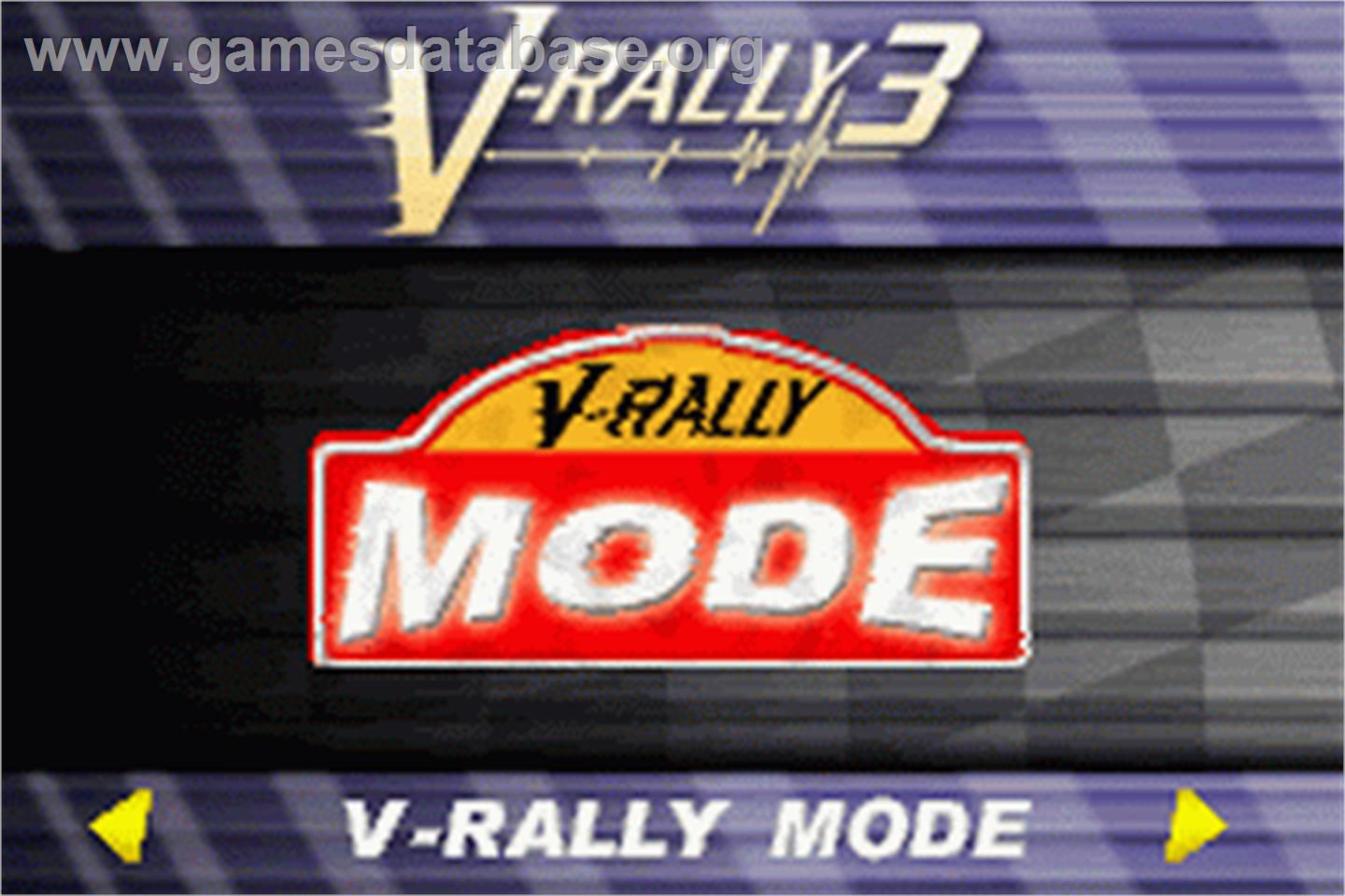 V-rally 3 - Nintendo Game Boy Advance - Artwork - Title Screen