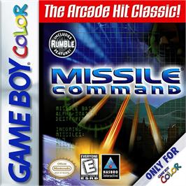 Box cover for Missile Command on the Nintendo Game Boy Color.