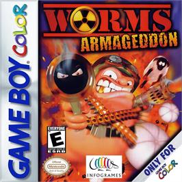 Box cover for Worms Armageddon on the Nintendo Game Boy Color.