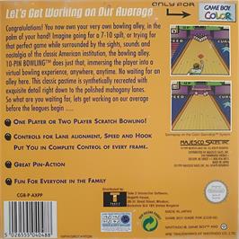 Box back cover for 10-pin Bowling on the Nintendo Game Boy Color.