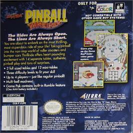 Box back cover for 3d Ultra Pinball - Thrillride on the Nintendo Game Boy Color.