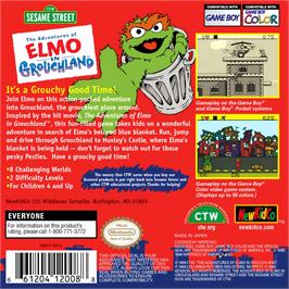 Box back cover for Adventures Of Elmo In Grouchland, The on the Nintendo Game Boy Color.