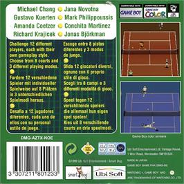 Box back cover for All Star Tennis 2000 on the Nintendo Game Boy Color.