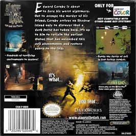 Box back cover for Alone In The Dark - The New Nightmare on the Nintendo Game Boy Color.