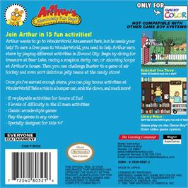 Box back cover for Arthur's Absolutely Fun Day! on the Nintendo Game Boy Color.
