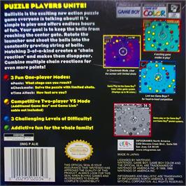 Box back cover for Ballistic on the Nintendo Game Boy Color.