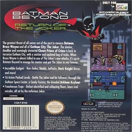 Box back cover for Batman Beyond - Return Of The Joker on the Nintendo Game Boy Color.