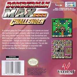 Box back cover for Bomberman Max - Red Challenger on the Nintendo Game Boy Color.