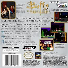 Box back cover for Buffy The Vampire Slayer on the Nintendo Game Boy Color.