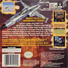 Box back cover for Deadly Skies on the Nintendo Game Boy Color.