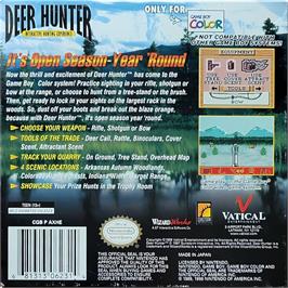 Box back cover for Deer Hunter on the Nintendo Game Boy Color.