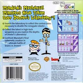 Box back cover for Dexter's Laboratory - Robot Rampage on the Nintendo Game Boy Color.