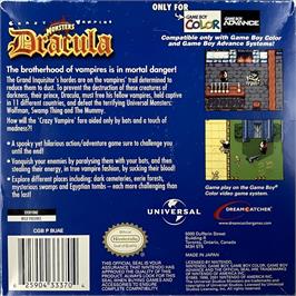 Box back cover for Dracula - Crazy Vampire on the Nintendo Game Boy Color.