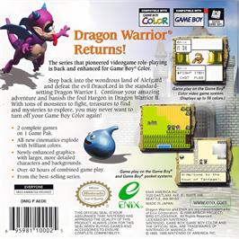Box back cover for Dragon Warrior 1 And 2 on the Nintendo Game Boy Color.