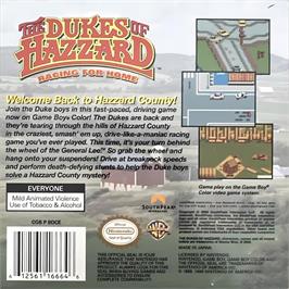 Box back cover for Dukes Of Hazzard, The - Racing For Home on the Nintendo Game Boy Color.