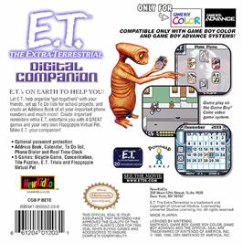 Box back cover for E.t. The Extra Terrestrial - Digital Companion on the Nintendo Game Boy Color.