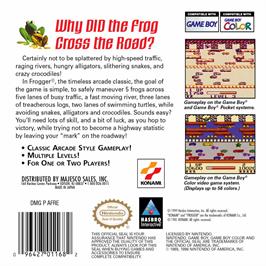 Box back cover for Frogger on the Nintendo Game Boy Color.