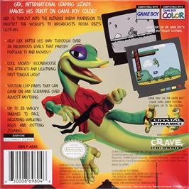 Box back cover for Gex - Enter The Gecko on the Nintendo Game Boy Color.