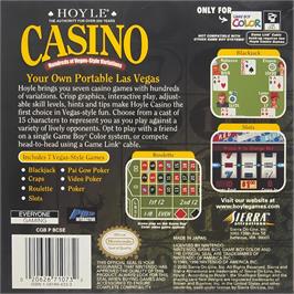 Box back cover for Hoyle Casino on the Nintendo Game Boy Color.