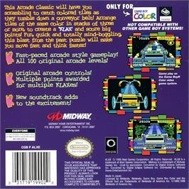 Box back cover for Klax on the Nintendo Game Boy Color.