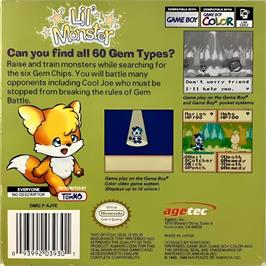 Box back cover for Lil' Monster on the Nintendo Game Boy Color.
