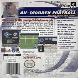 Box back cover for Madden Nfl 2001 on the Nintendo Game Boy Color.